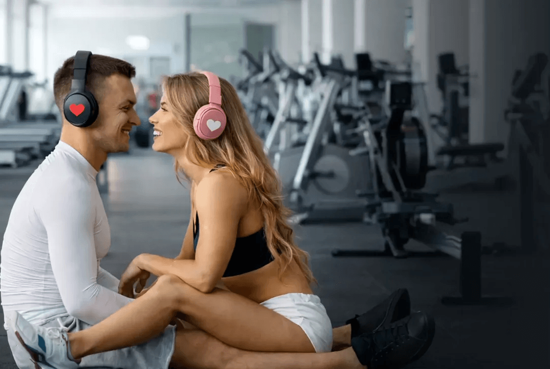 Couple with headphones
