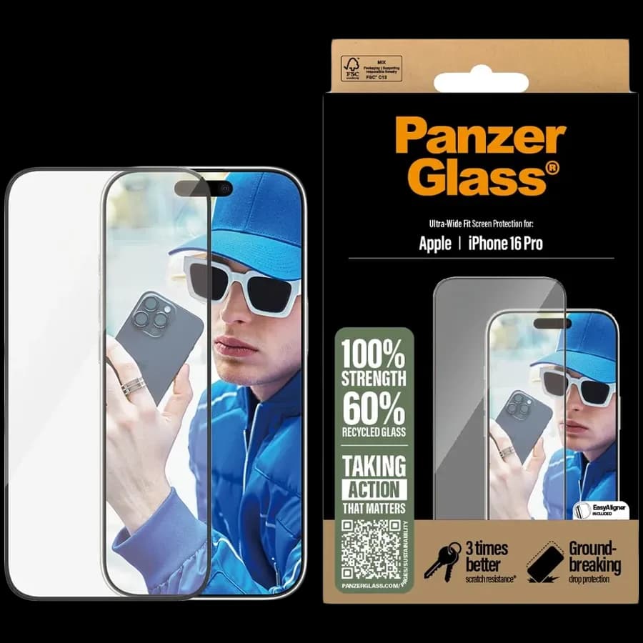 Захисне скло PanzerGlass для iPhone 16 Pro | Ultra-Wide Fit