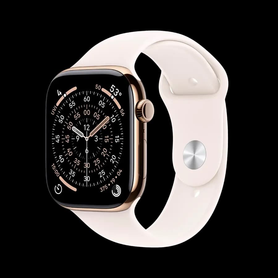 Apple Watch Series 11 GPS + Cellular, Light Blush Sport Band, S/M, 46mm, Gold Titanium