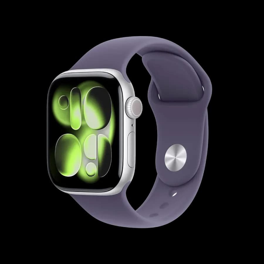 Apple Watch Series 11 GPS + Cellular, Purple Fog Sport Band, S/M, 42mm, Silver Aluminium