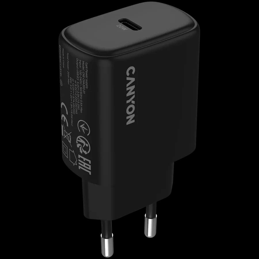 CANYON Адаптер живлення OnCharge 200 1*USB-C 1*USB Тип C, 20 Ват