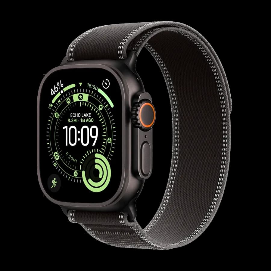 Apple Watch Ultra 3, Black/Charcoal Trail Loop, M/L, 49mm, Чорний