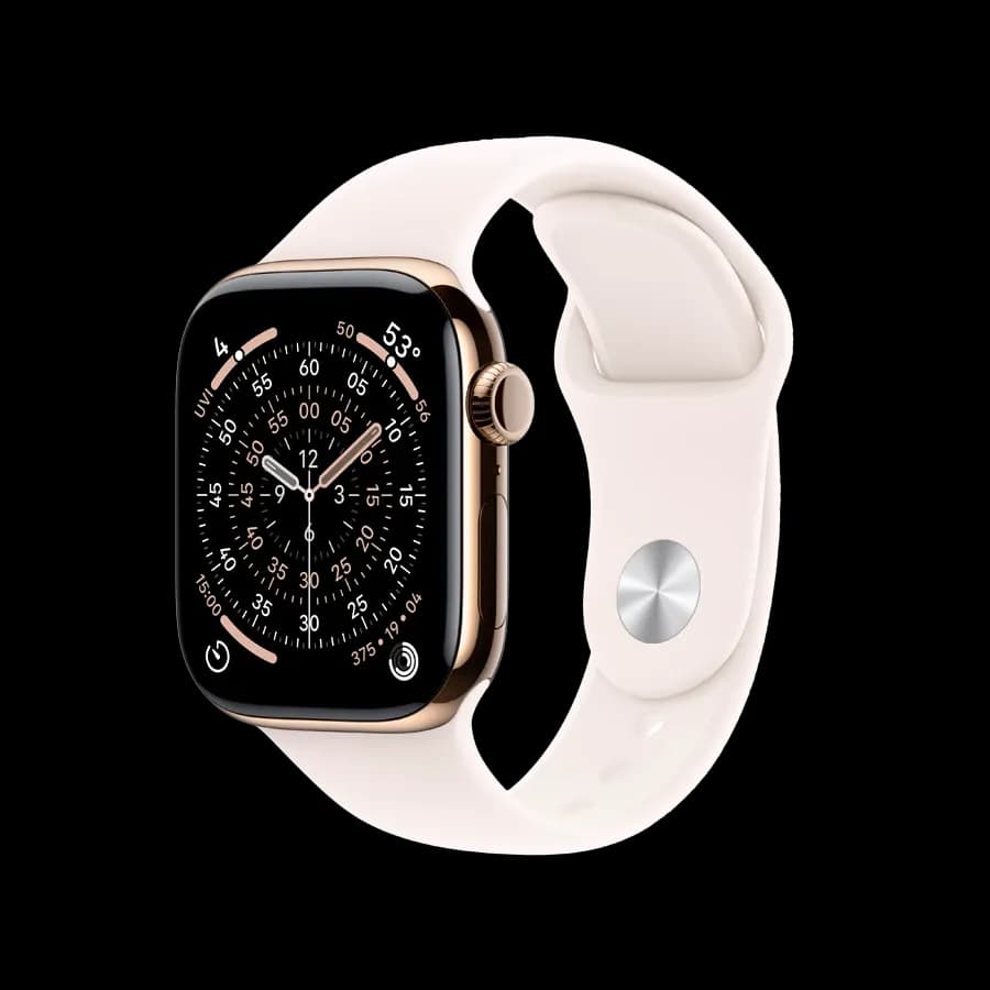 Apple Watch Series 11 GPS + Cellular, Light Blush Sport Band, M/L, 42mm, Gold Titanium