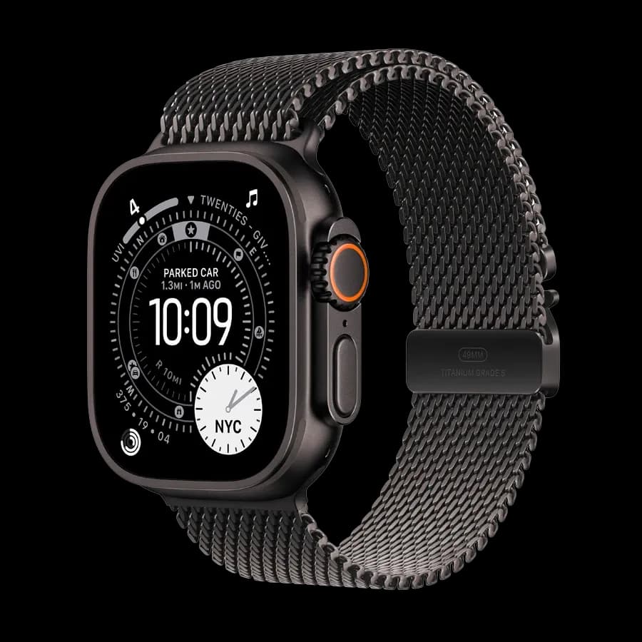 Apple Watch Ultra 3, Black Titanium Milanese Loop, Розмір M, 49mm, Чорний