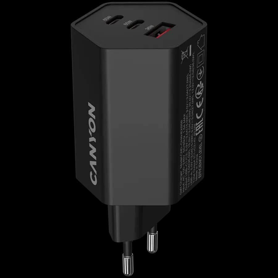 CANYON Адаптер живлення Hexagon 65 3*USB/USB-C 2*USB Type C, 1*USB Type-A, 65 Ват
