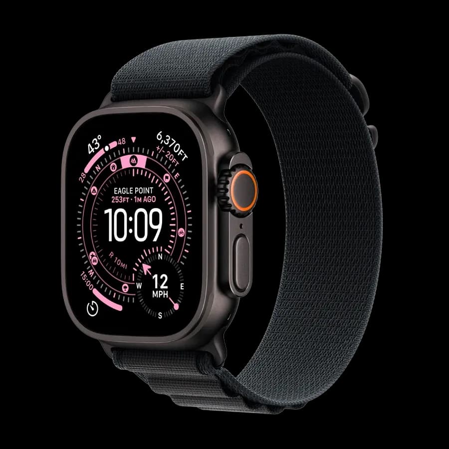 Apple Watch Ultra 3, Black Alpine Loop, Розмір M, 49mm, Чорний