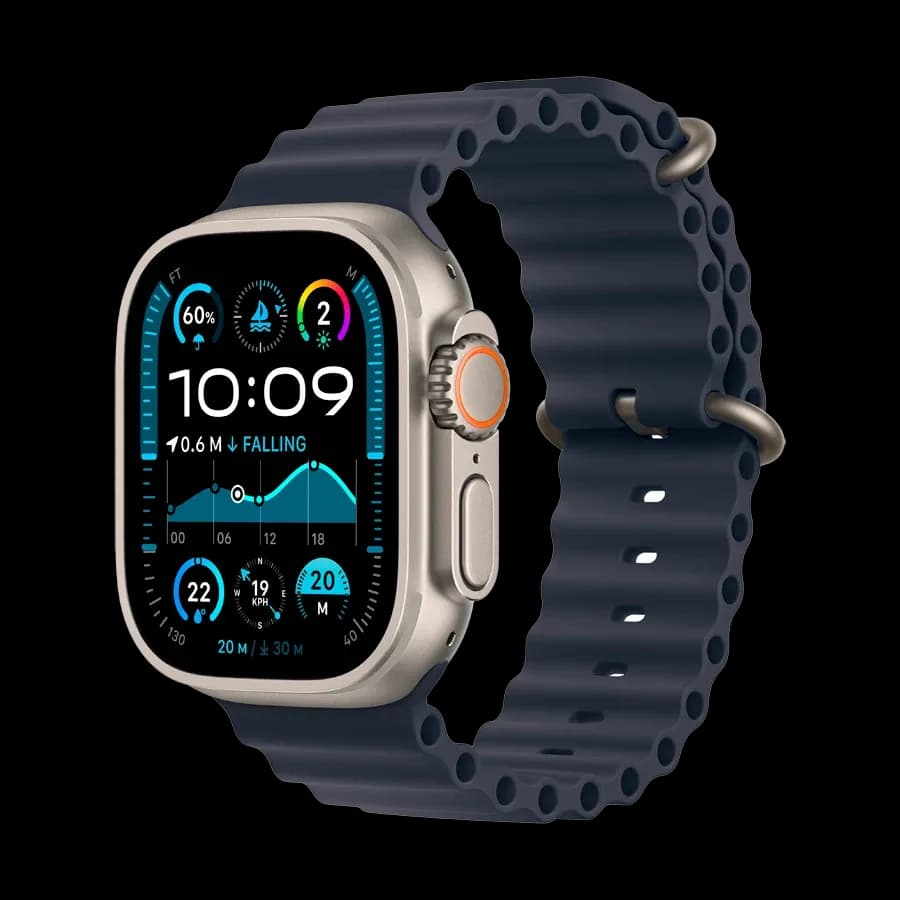 Apple Watch Ultra 2 2024, Navy Ocean Band, 49mm, Natural Titanium