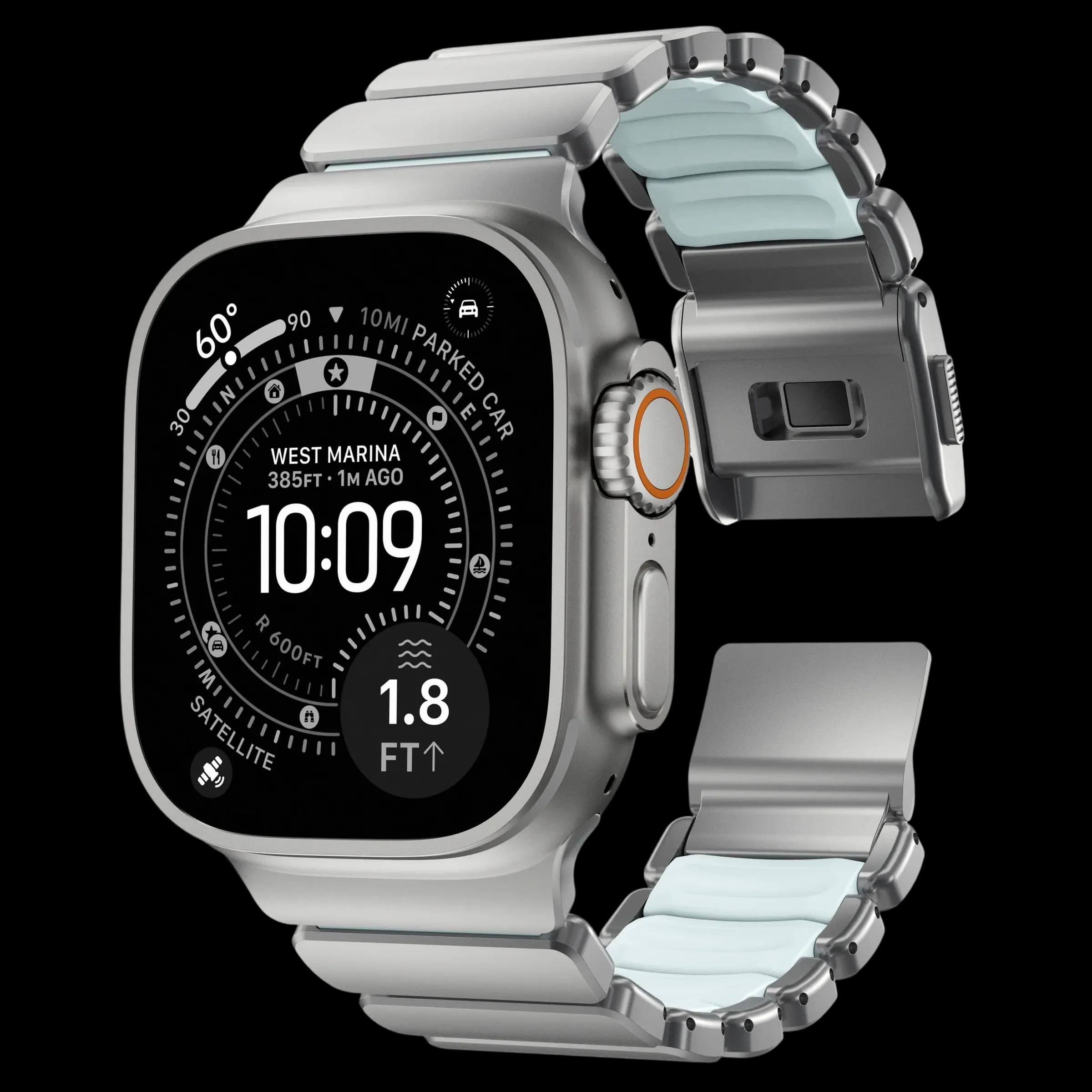 NOMAD Ремінець for Apple Watch 44/45/46/49 mm, Natural/IcyBlueGlow