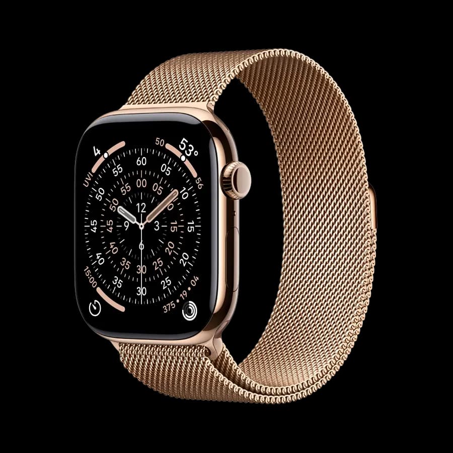 Apple Watch Series 11 GPS + Cellular, Gold Milanese Loop, S/M, 46mm, Gold Titanium