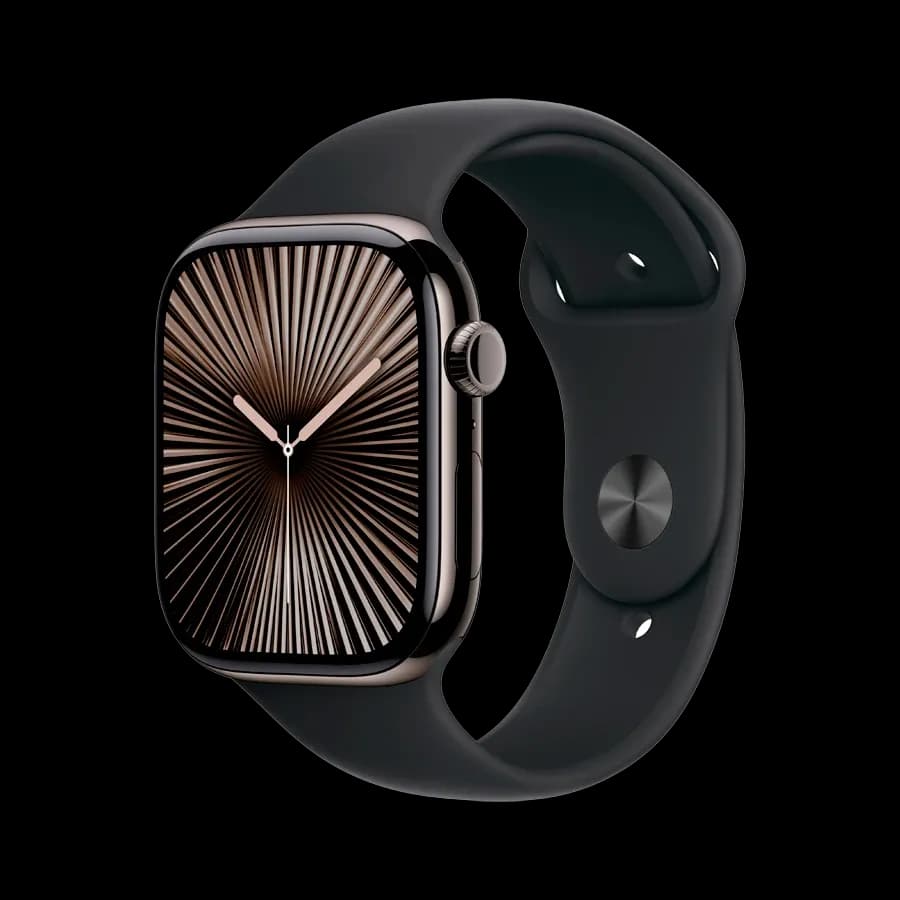 Apple Watch Series 10 GPS + Cellular Спортивний ремінець чорного кольору, M/L, 46mm, Slate