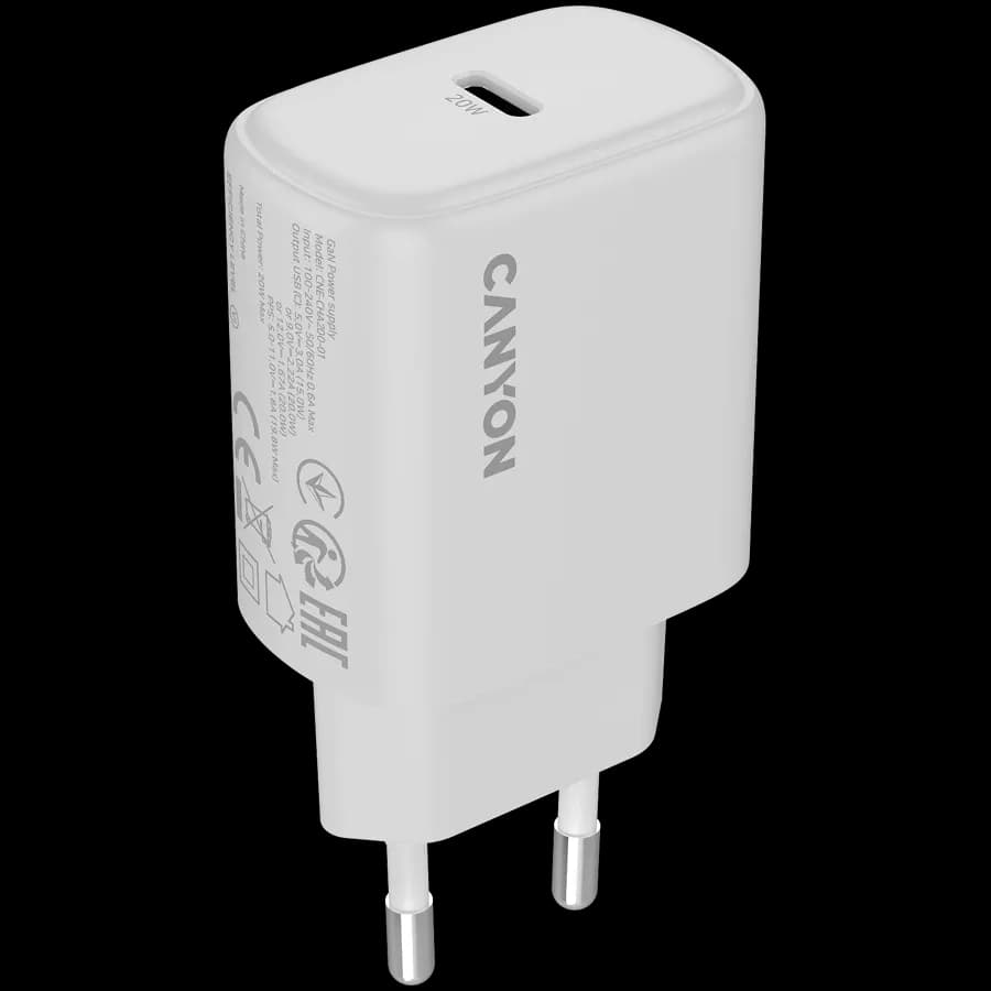 CANYON Адаптер живлення OnCharge 200 1*USB-C 1*USB Тип C, 20 Ват