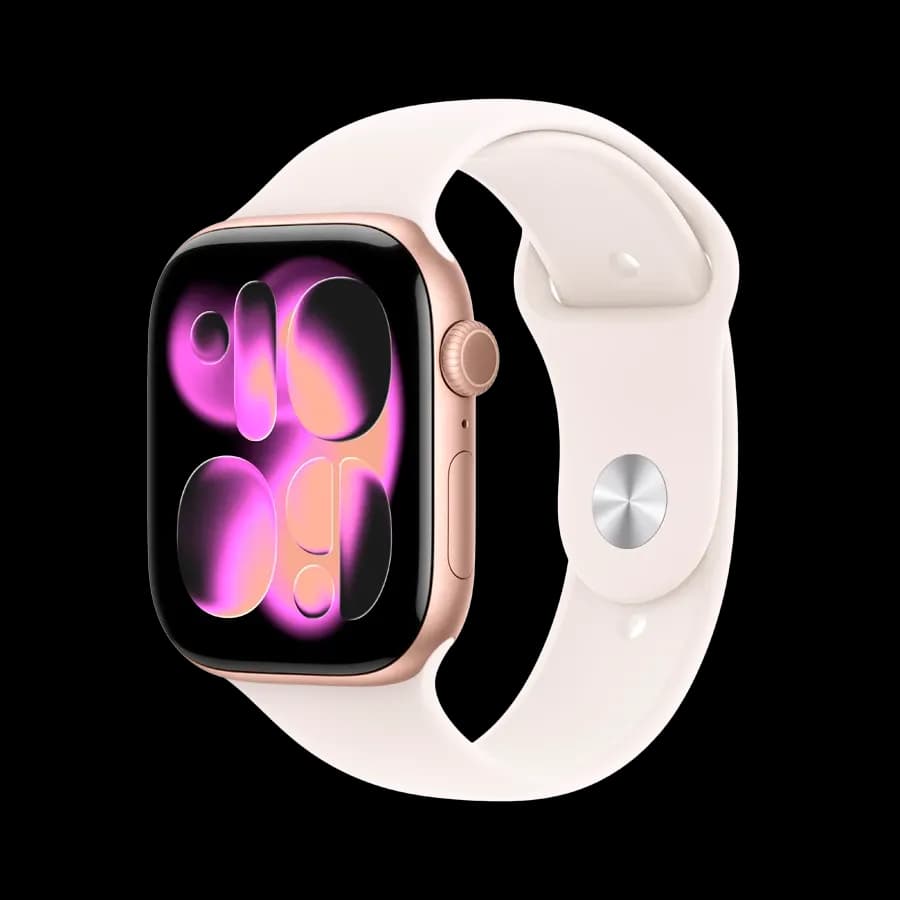 Apple Watch Series 11 GPS, Light Blush Sport Band, M/L, 46mm, Rose Gold Aluminium