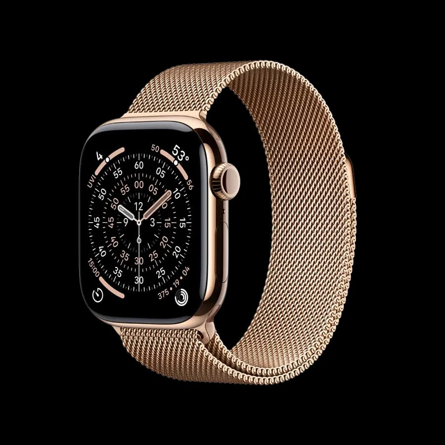 Apple Watch Series 11 GPS + Cellular, Gold Milanese Loop, 42mm, Gold Titanium