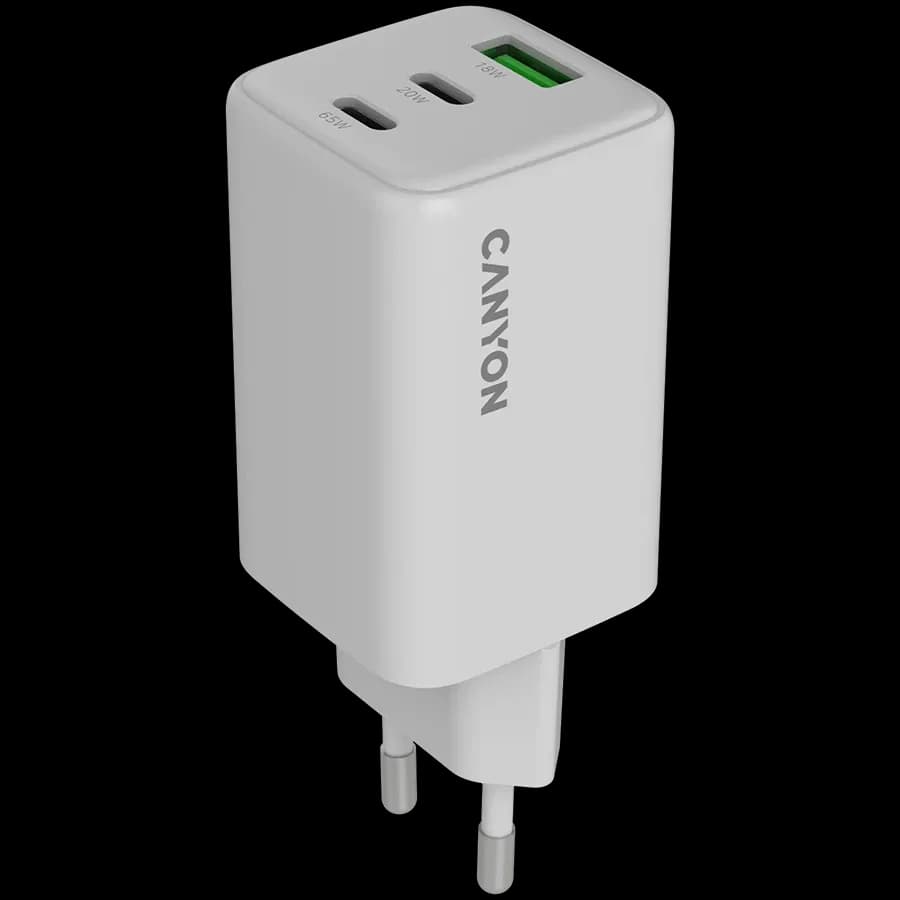 CANYON Адаптер живлення 3*USB/USB-C 2*USB Type C, 1*USB Type-A, 65 Ват