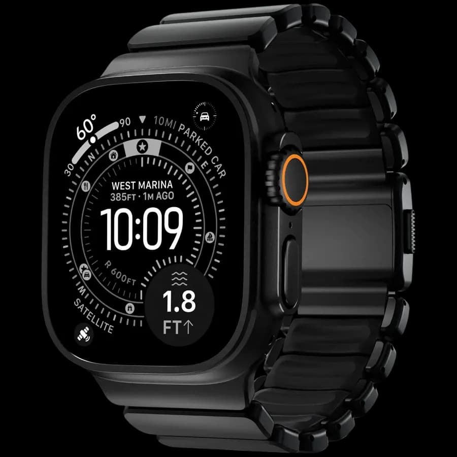NOMAD Band Extension Stratos Band Black Hardware/Black за Apple Watch 44 mmApple Watch 45 mmApple Watch 46 mmApple Watch 49 mm 46/49 mm